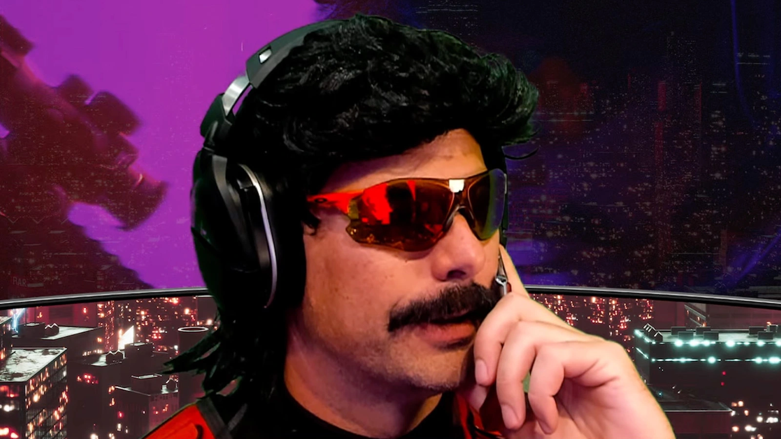 Dr Disrespect thinking to himself during a stream.